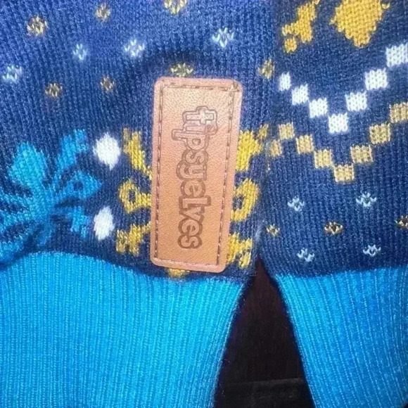 Tipsy Elves Samuel Adams Ugly Sweater! Blue & Yellow! Men’s Size Large! - Picture 5 of 8